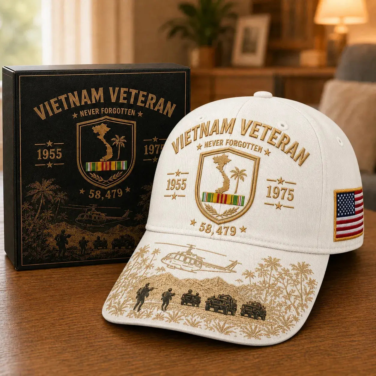 🏆Último día de promoción: ¡45% de descuento! 🏜️ Gorra conmemorativa para veteranos de la Guerra del Golfo – Gorra de veterano con el escudo del desierto
