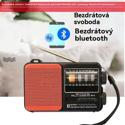 💥🏕️Multifunkční přenosné rádio s nouzovou svítilnou, AM rádiem, pevným diskem Bluetooth a vícezónovým audio.
