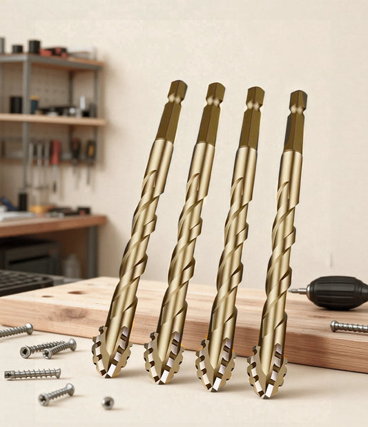 【6+8+10+12mm】1 set Nagy szilárdságú 4 hornyos excenter fúrókészlet