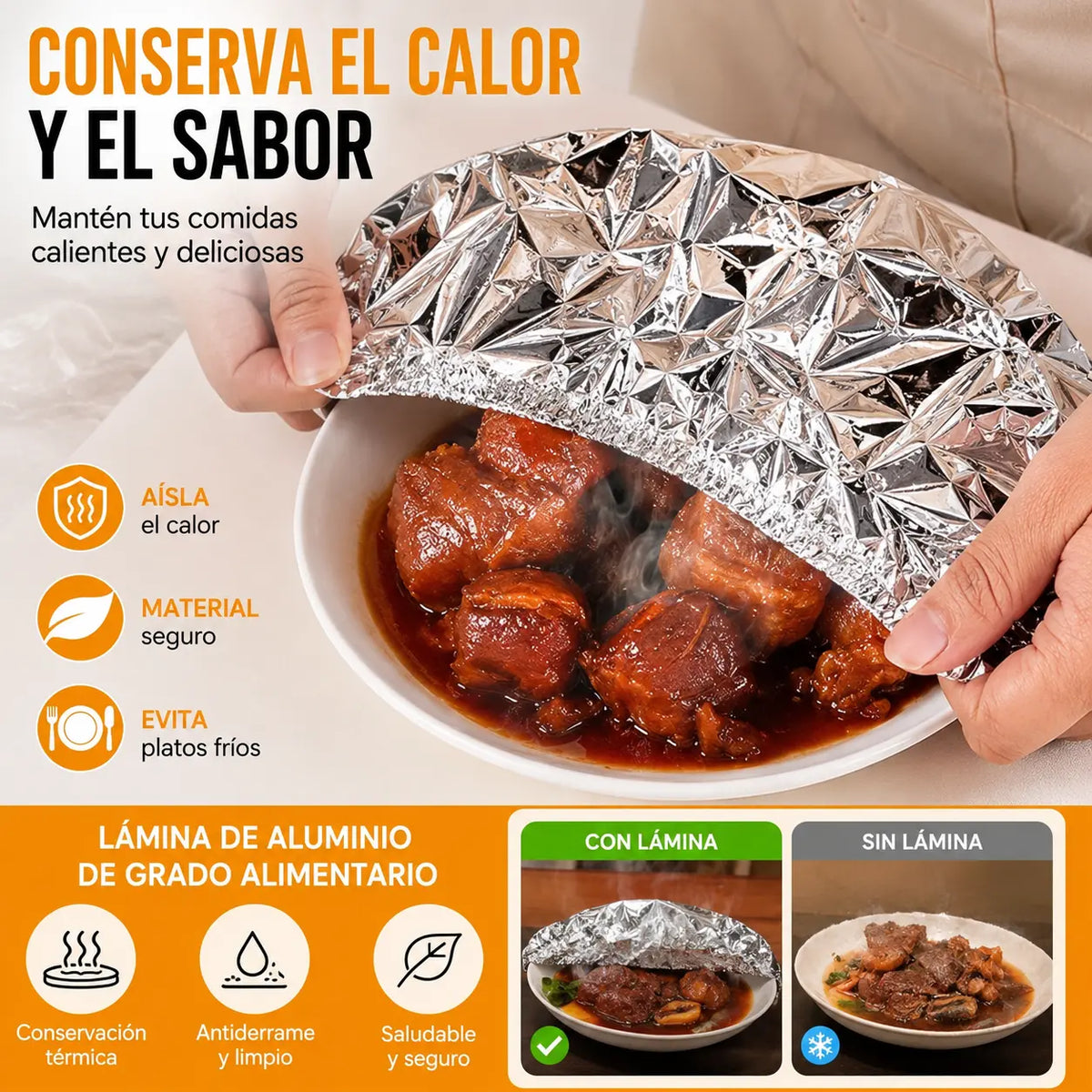 🔥🔥【50piezas】🍎🔥 Cubierta térmica de papel de aluminio apto para alimentos