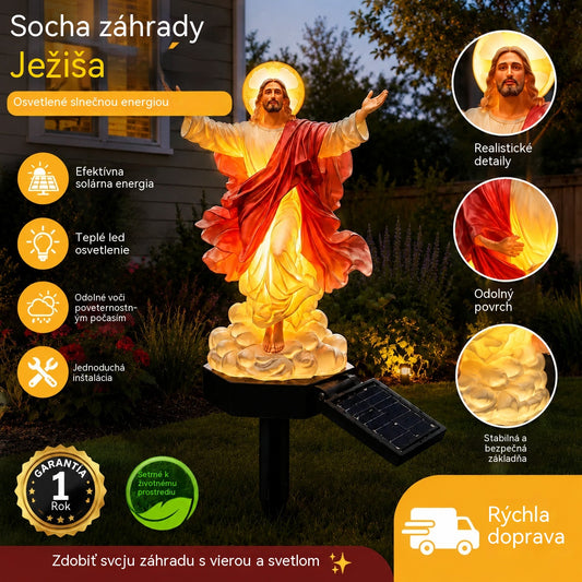 🔥 Solárne osvetlená záhradná socha Ježiša