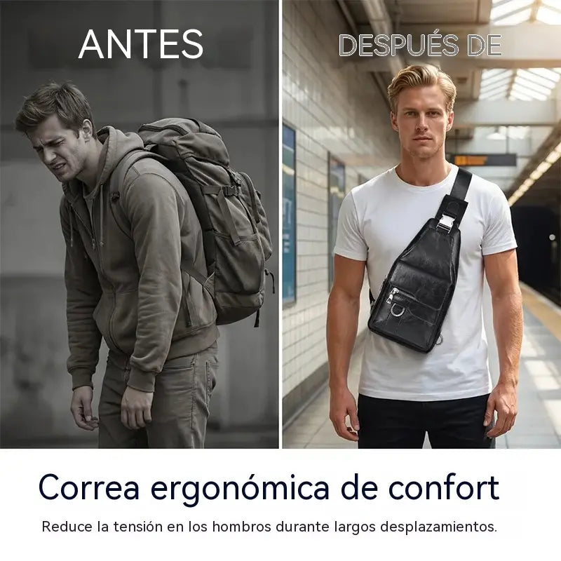 🎒 ¡50% de descuento por tiempo limitado! 🧳 Bolso de hombro/pecho retro impermeable de piel sintética para hombre – Impermeable