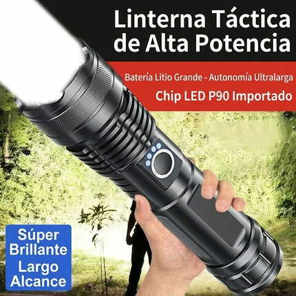 👍👍 Linterna táctica de alta potencia con LED P90, batería de duración ultralarga y resistencia al agua; una linterna ultrabrillante y de largo alcance, ideal para patrullas y actividades al aire libre.