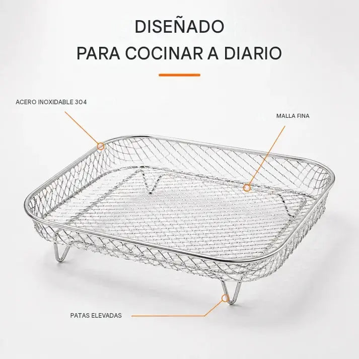 🍗Rejilla apilable de acero inoxidable para freidora de aire