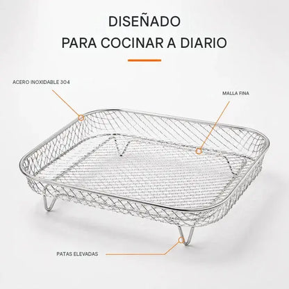 🍗Rejilla apilable de acero inoxidable para freidora de aire