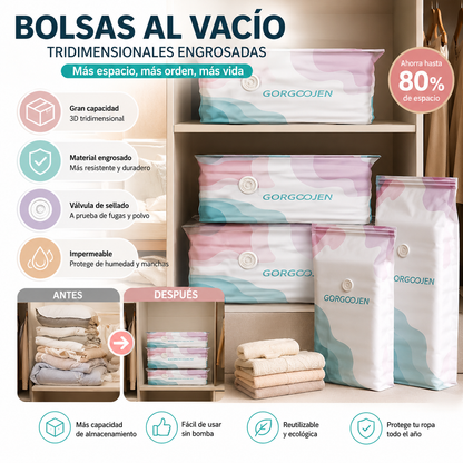 🧳 5 artículos por 28 euros 💨 Bolsa de almacenamiento al vacío grande y comprimible: no requiere bomba, es a prueba de fugas e ideal para ahorrar espacio en maletas y en casa ✈️