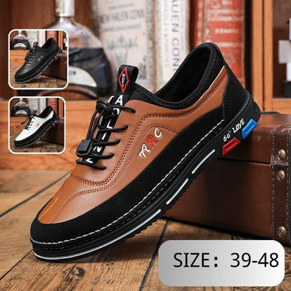 💯🔥【39-48】Los zapatos de negocios casuales para hombre están hechos de cuero impermeable y resistente a las manchas con una suela suave para un uso cómodo.