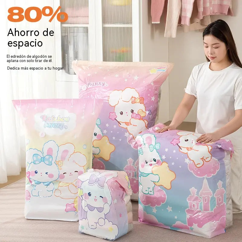 🧳【Juego de 5 piezas】💨 Bolsa de almacenamiento al vacío grande y compresible: no requiere bomba, es a prueba de fugas e ideal para ahorrar espacio en maletas y en casa ✈️