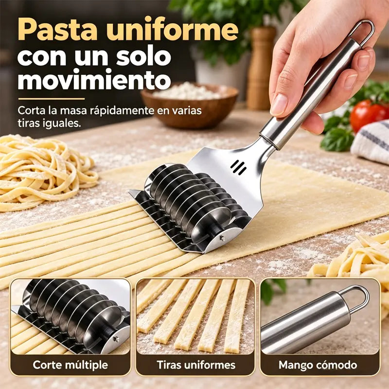 Cortador de pasta de acero inoxidable de 9 ruedas: tiras de pasta casera rápidas y uniformes