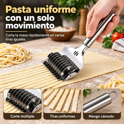 Cortador de pasta de acero inoxidable de 9 ruedas: tiras de pasta casera rápidas y uniformes