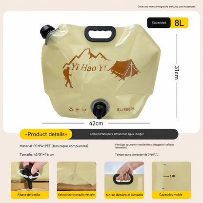 3 artículos por 27€【8L】--Bolsa de hidratación externa portátil de gran capacidad. Bolsa para almacenar agua y bebidas para acampar que cabe en el coche.
