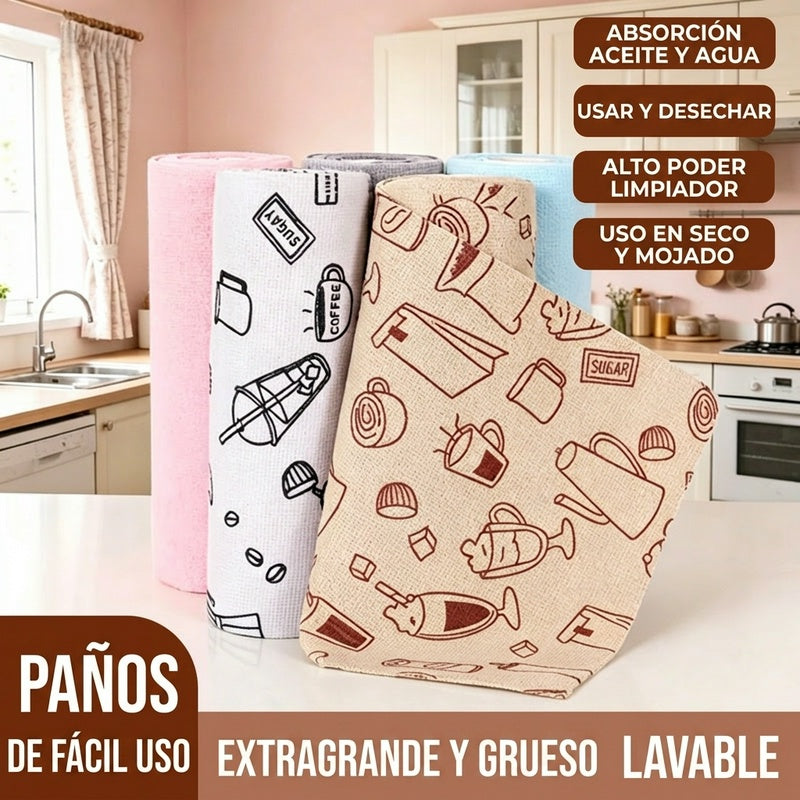 3 artículos 30€-[3 rollos duran más de un año.] Rollos de paños de limpieza reutilizables y multiusos.