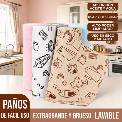 3 artículos 30€-[3 rollos duran más de un año.] Rollos de paños de limpieza reutilizables y multiusos.