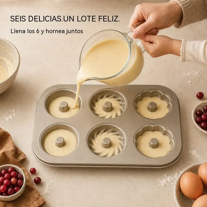 🥳¡Producto estrella!🥳💞 ¡Más de 10.000 unidades vendidas! Molde para mini pasteles en forma de anillo: tres formas, acero al carbono antiadherente. Hornea deliciosos postres: ¡consigue el tuyo ahora! ✅