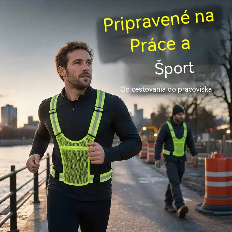【🔥🔥2 kusy 25 eur】Reflexná vesta s vysokou viditeľnosťou, nastaviteľná, s vreckami, bezpečná bežecká výbava.