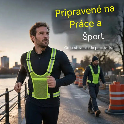 【🔥🔥2 kusy 25 eur】Reflexná vesta s vysokou viditeľnosťou, nastaviteľná, s vreckami, bezpečná bežecká výbava.