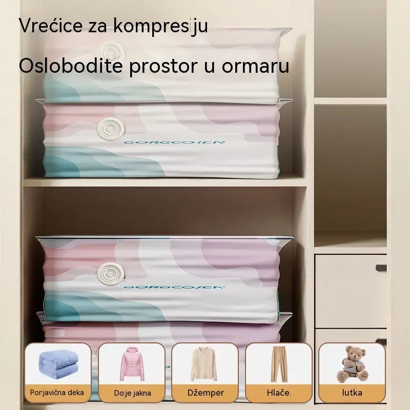 🧳  💨 Velika, stlačiva vakuumska vrećica za pohranu: nije potrebna pumpa, nepropusna je i idealna za uštedu prostora u koferima i kod kuće ✈️