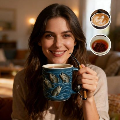 🎣☕ Nova šalica s ribarskom tematikom – Kreativna šalica od smole dizajnirana posebno za ljubitelje ribolova.