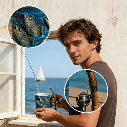 🎣☕ Nova šalica s ribarskom tematikom – Kreativna šalica od smole dizajnirana posebno za ljubitelje ribolova.