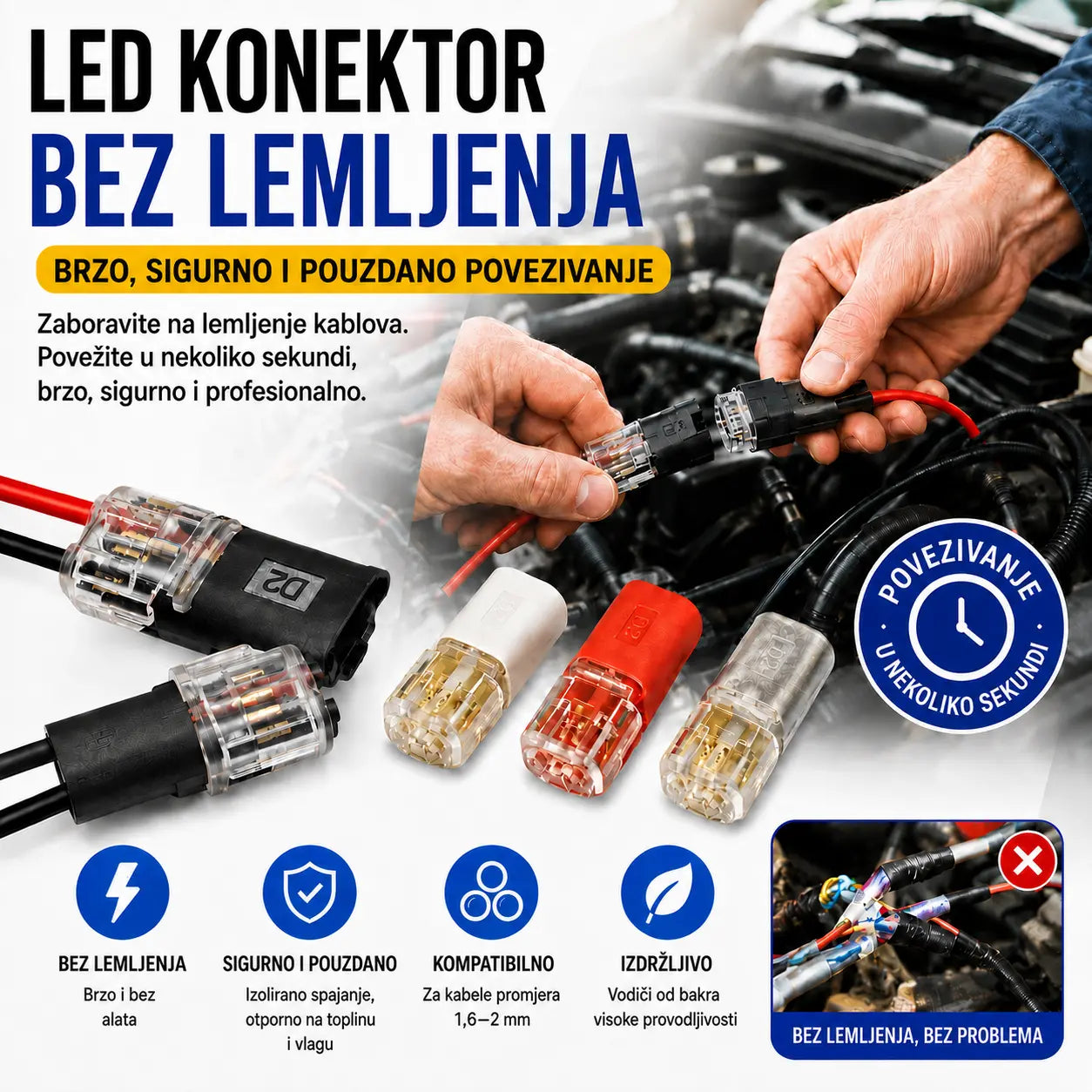 🥳 50% popusta! ⏰ 【1000 komada na zalihi】Priključak za žicu bez skidanja izolacije, s kopčom za zaključavanje, sigurnim zatvaranjem i protukliznom površinom ⚡️