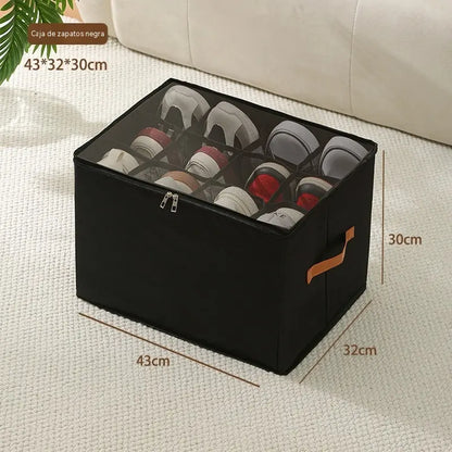 Caja para zapatos plegable-Los 12 compartimentos pueden almacenar 6 pares de zapatos.