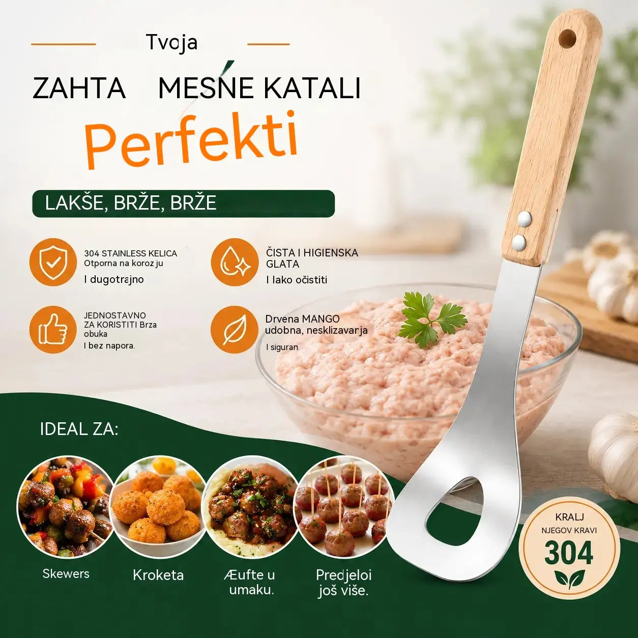🍖 【2 komada】Kalup za mesne okruglice od nehrđajućeg čelika 304 – Idealno za izradu mesnih i ribljih okruglica, savršeno za kuhanje kod kuće 🥄