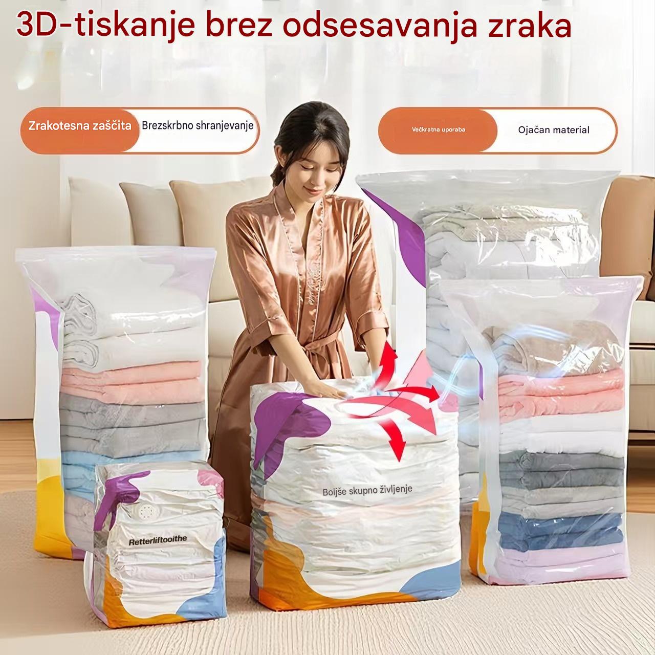 🧳【5-delni komplet】💨 Velika, stisljiva vakuumska vrečka za shranjevanje: črpalka ni potrebna, neprepustna in idealna za prihranek prostora v kovčkih in doma ✈️