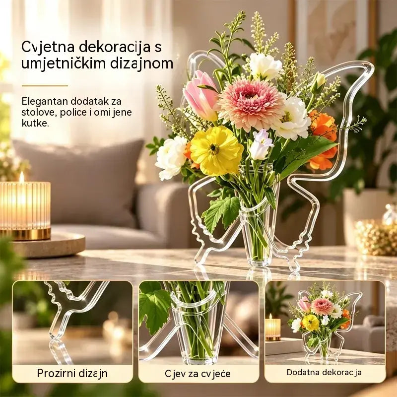 🦋 Prozirna hidroponska vaza s motivom leptira | Kreativna ukrasna vaza za stol | Dekoracija za dom i dnevni boravak ✨