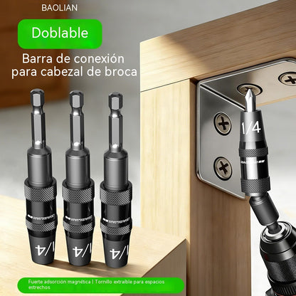 juego de 3 piezas--26€--Una varilla de extensión universal con rotación de 360° para brocas de taladro eléctrico.