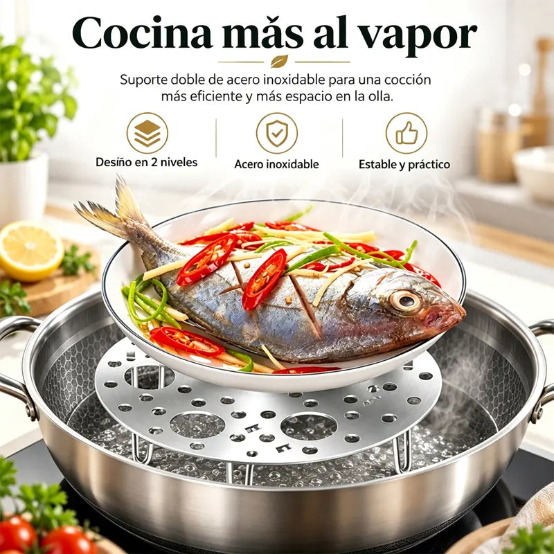 Rejilla de vapor plegable multifuncional de acero inoxidable