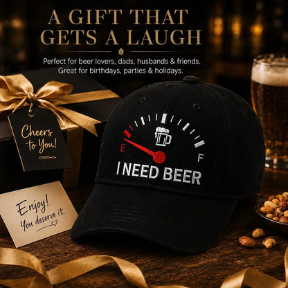 🔥 POSLEDNÝ DEŇ S 50% ZĽAVOU - 🍺 Vyšívaná šiltovka „POTREBUJEM PIVO“ – Unisex pamätná šiltovka 🧢