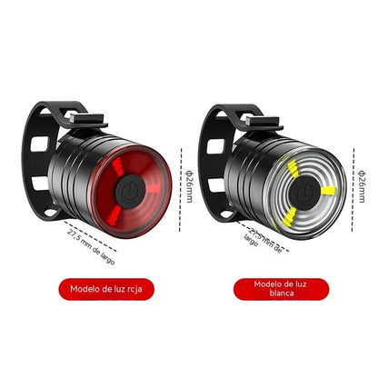 2 piezas 25 €-【Rojo*1 + Blanco*1】🚴 ¡Oferta a mitad de precio! 💡 Juego de luces recargables por USB para bicicleta — LEDs de alta luminosidad, carga USB, fácil instalación — Ideal para paseos nocturnos y desplazamientos urbanos 🚦