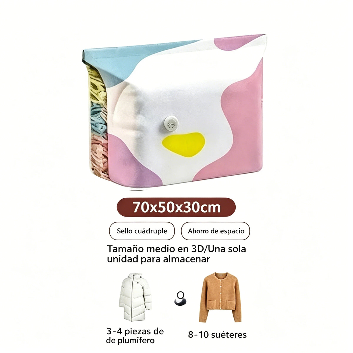 🧳【Juego de 5 piezas】💨Bolsa de almacenamiento al vacío grande y comprimible: no requiere bomba, es a prueba de fugas e ideal para ahorrar espacio en maletas y en casa ✈️