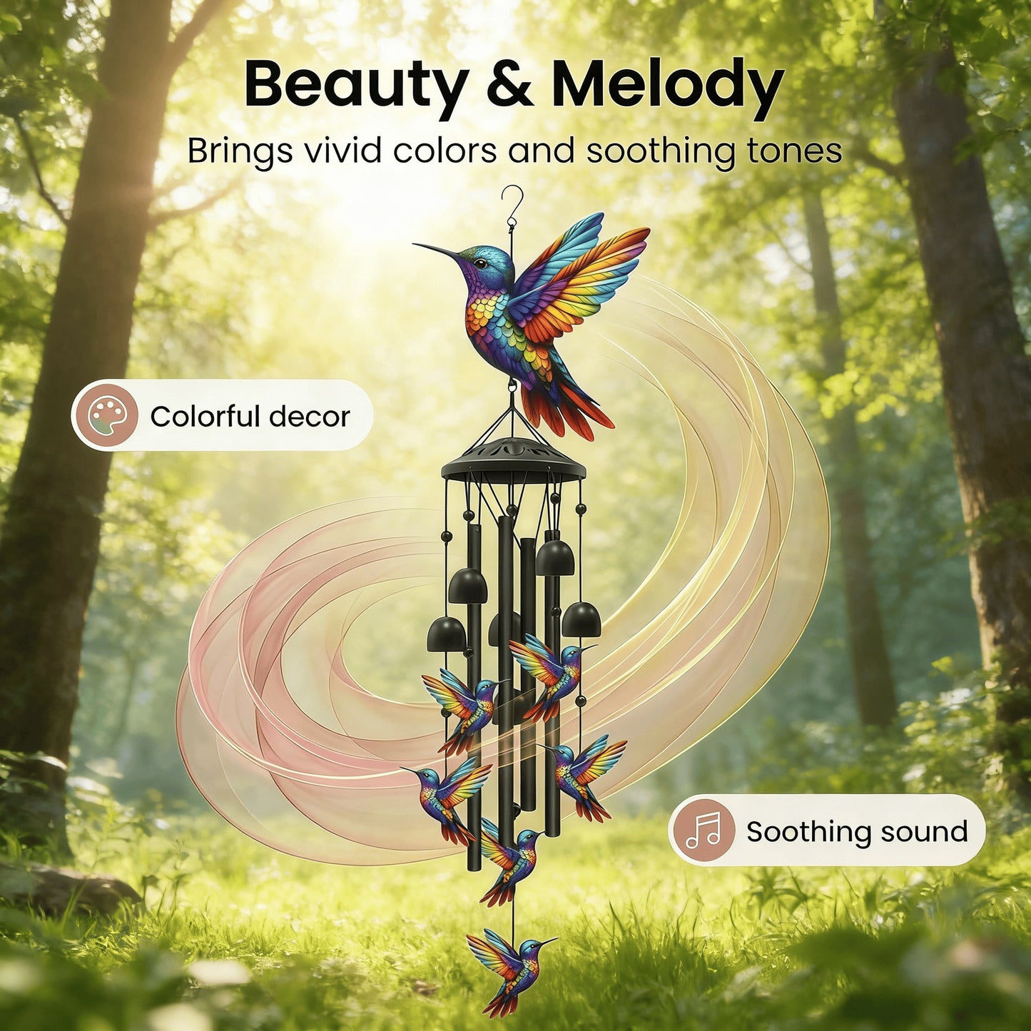 🎁🎁Nuevos móviles de viento de metal con diseños de colibríes, mariposas y libélulas.