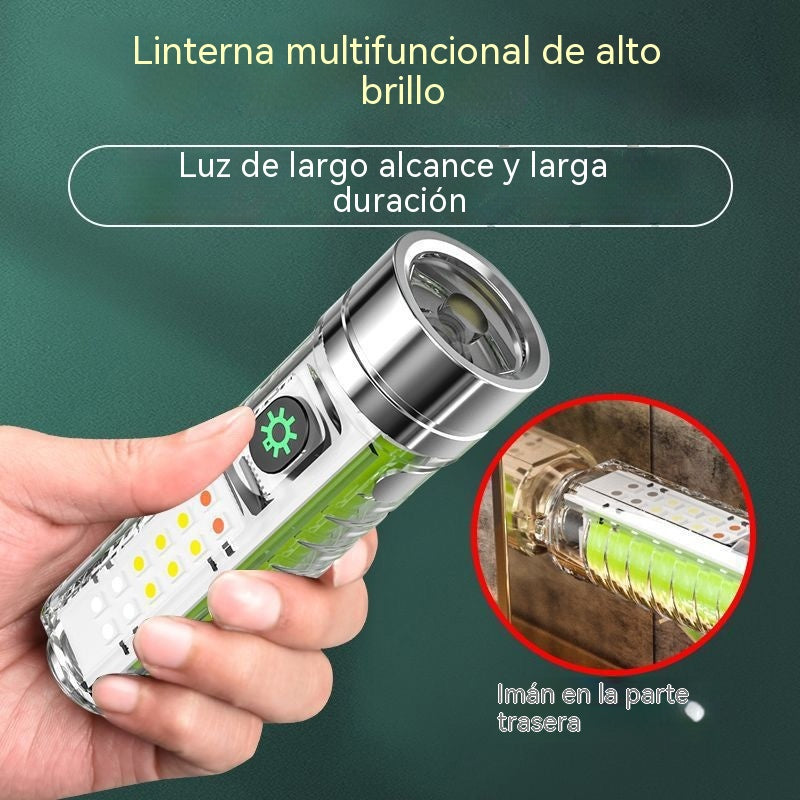 👍👍Linterna compacta de alta intensidad con luz lateral multifunción, carga rápida tipo C, portabilidad y batería de duración ultralarga.