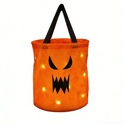 🎃Bolsa de dulces de calabaza que brilla en la oscuridad para Halloween — Luz LED