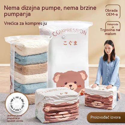 🧳【Set od 5 dijelova】💨 Velika, stlačiva vakuumska vrećica za pohranu: nije potrebna pumpa, nepropusna je i idealna za uštedu prostora u koferima i kod kuće ✈️