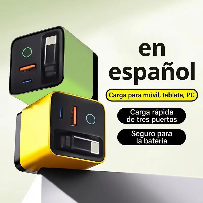 Cargador de pared de carga rápida de 80 W con cable USB-C retráctil de 80 cm.