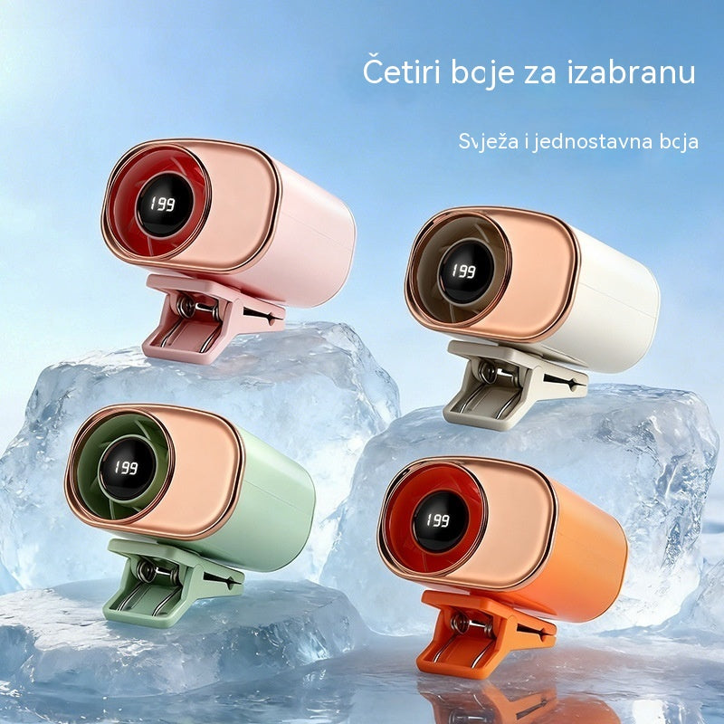 🌀 Ventilator bez upotrebe ruku s LED zaslonom, integriranom kopčom i 199 podesivih brzina