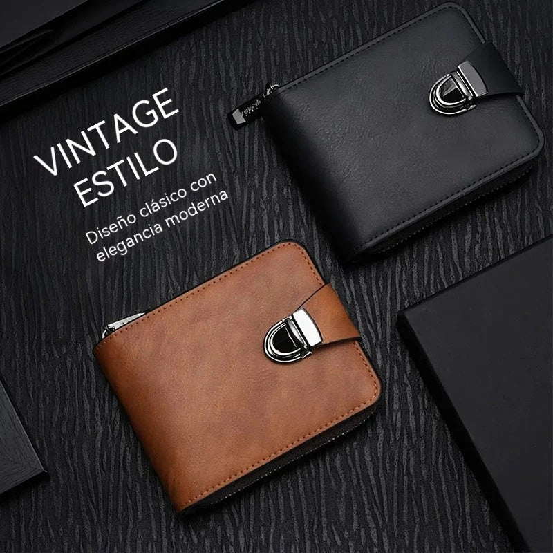 📢¡Disfruta ahora de un 60% de descuento! 🔥Minicartera retro con cremallera para hombre