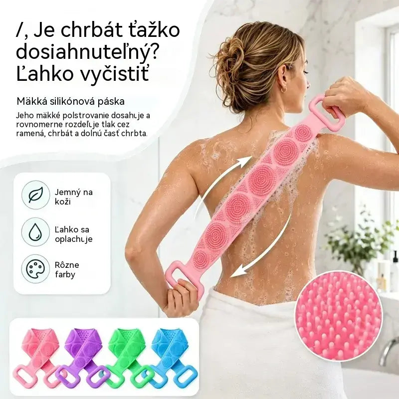 🔥Kúpte 1, 1 dostanete zadarmo🔥2 kusy za 23 eur🛁 Obojstranná silikónová rukavica do kúpeľa – extra dlhá telová drhnúca hubka pre jednoduché čistenie chrbta