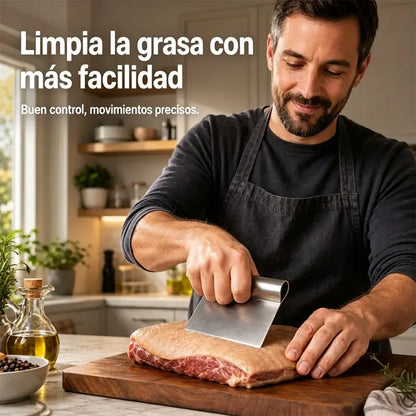 🥩 Raspador de carne ergonómico y curvo para eliminar grasa y fascia.