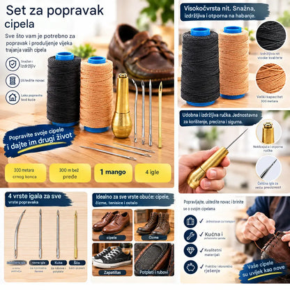 ✨Sada 50 % popusta!✨ Set od 5 dijelova za šivanje kože (šilo i voštani konac): alat za ručno šivanje i obradu kože.