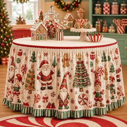 【210cm*75cm】Vianočný obrus s motívom Santa Clausa a sobov