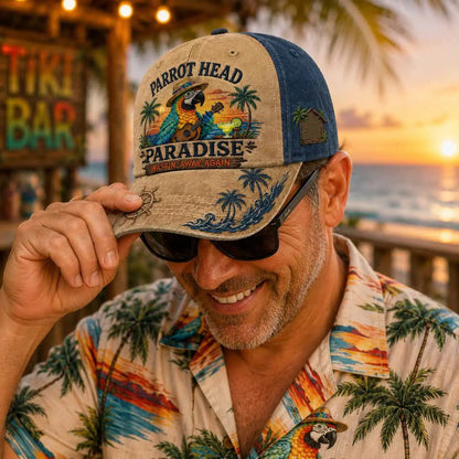 🦜🦜Gorra de béisbol con estampado retro de loro pirata