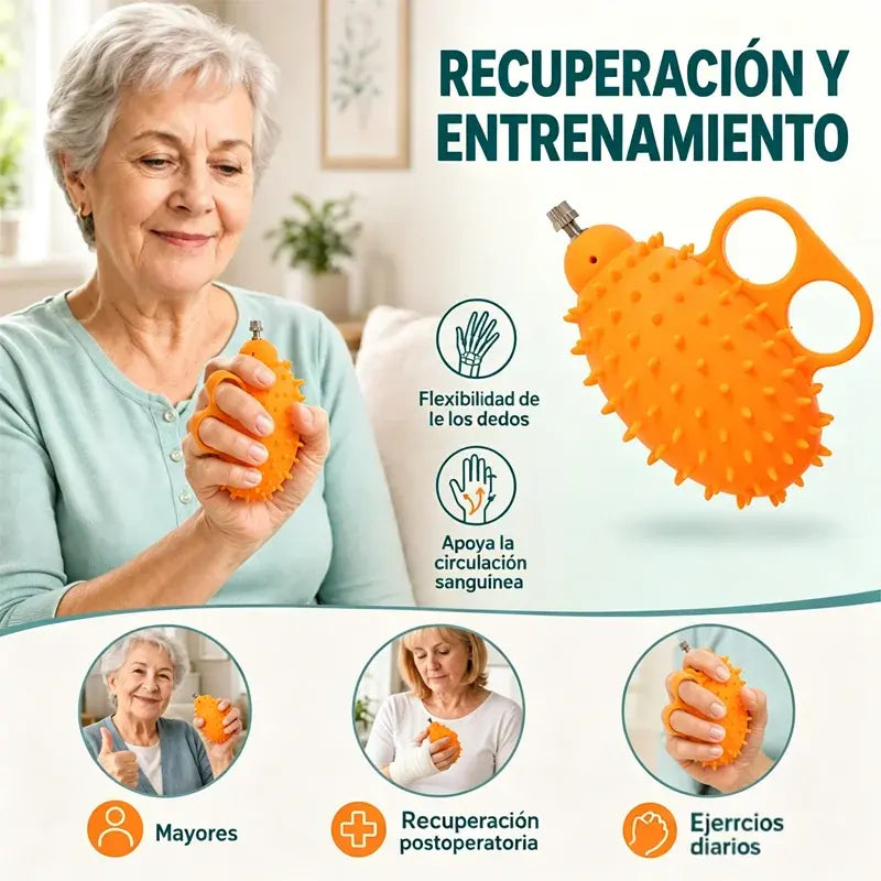 Pelota ortopédica para la recuperación de dedos y manos, con anillos de fijación, dispositivo de entrenamiento de fuerza y movilidad para personas mayores o con secuelas de un derrame cerebral.