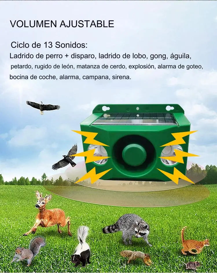 🔥🐅Repelente ultrasónico de animales salvajes alimentado por energía solar