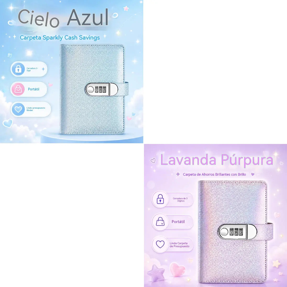 ✨ Carpeta de ahorros SparkleLock 💖 Cartera para ahorrar dinero