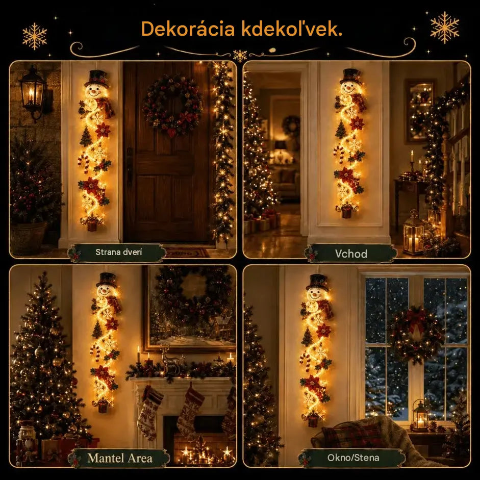🎄 Vianočné svietiace dekorácie na dvere MerryCascade | 6 slávnostných dizajnov, teplé svetlo, 3D detaily a priestorovo úsporný vertikálny dizajn ✨