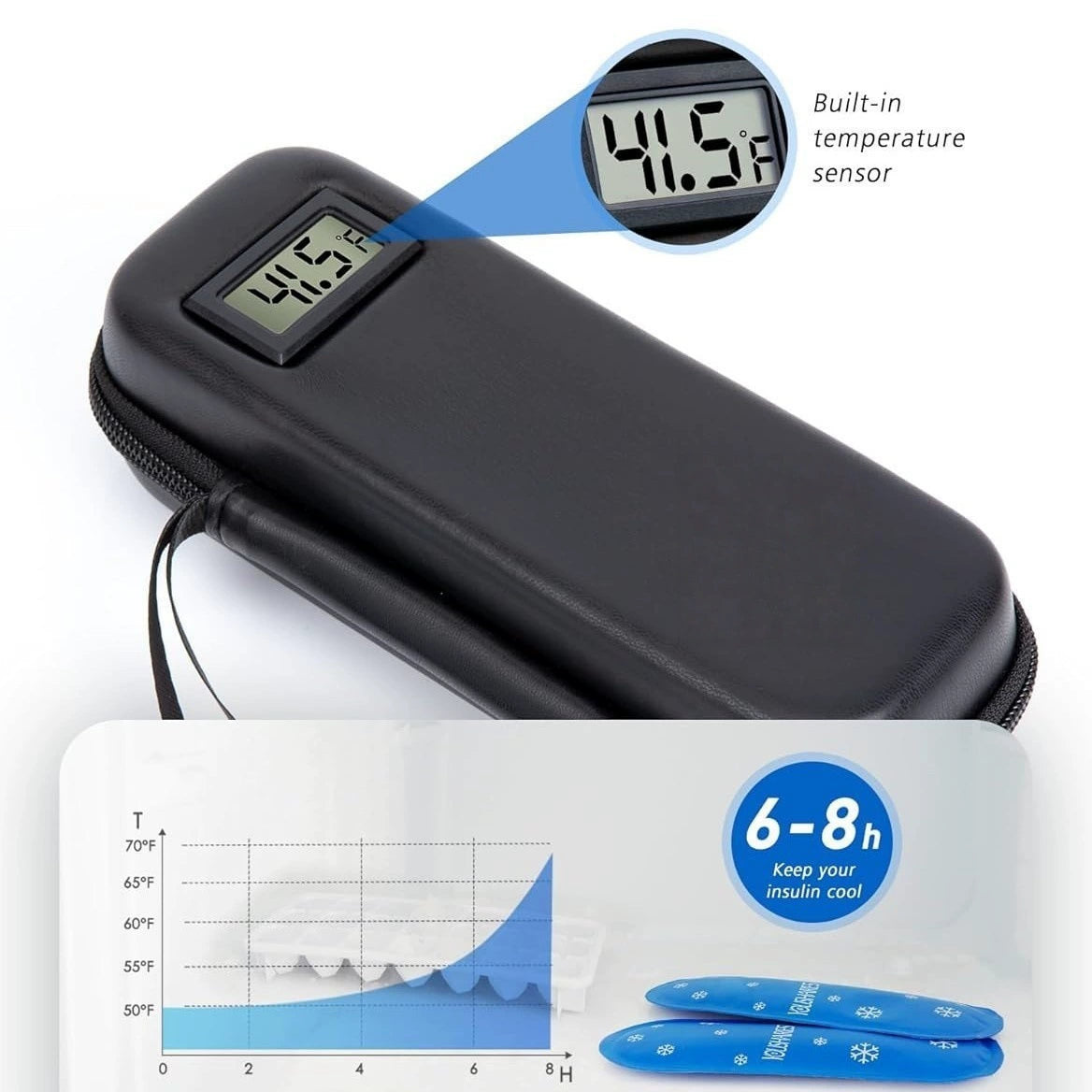 Estuche de viaje para enfriar insulina con pantalla de temperatura